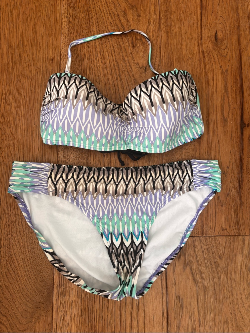 Kenneth Cole New York Mint, Lavender & Black Bandeau Bikini
